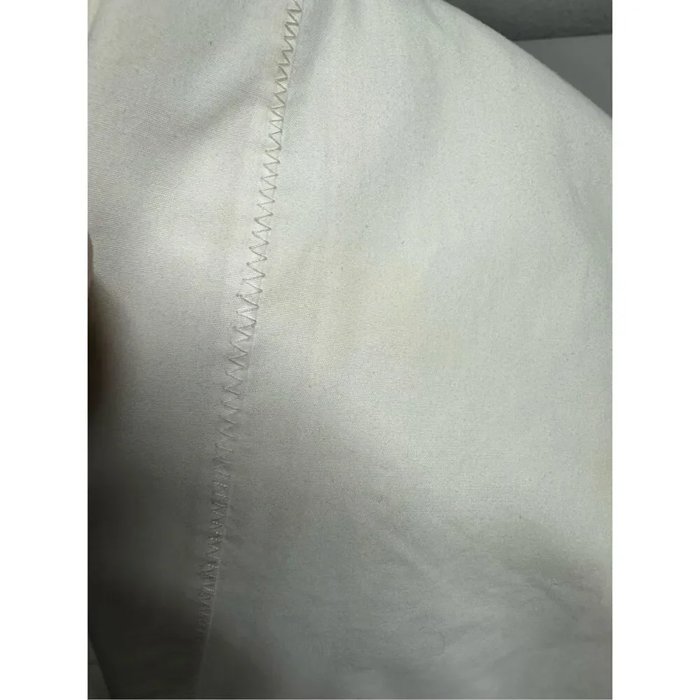 Vintage Embroidered Tablecloth White Gray Size 80” X 68” See Description